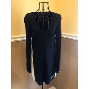 Light, Black sweater dress with cream stripes